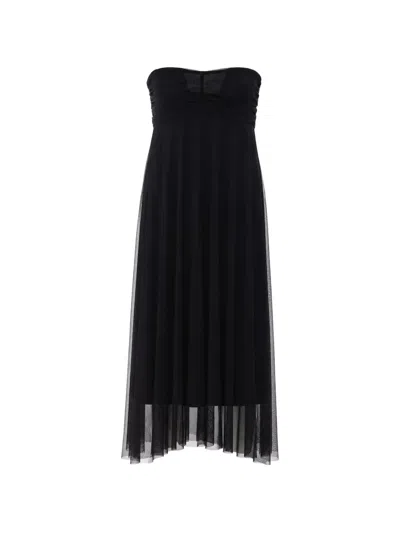 Twinset Off-shoulder Flared Maxi Dress In Schwarz