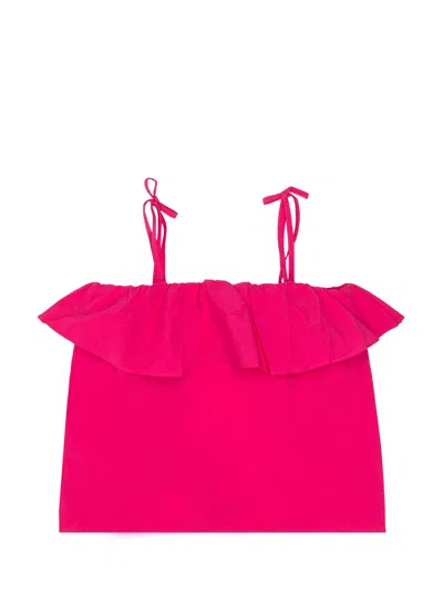 Twinset Twin-set Off-shoulder Mini Top In Ciclamino/fucsia