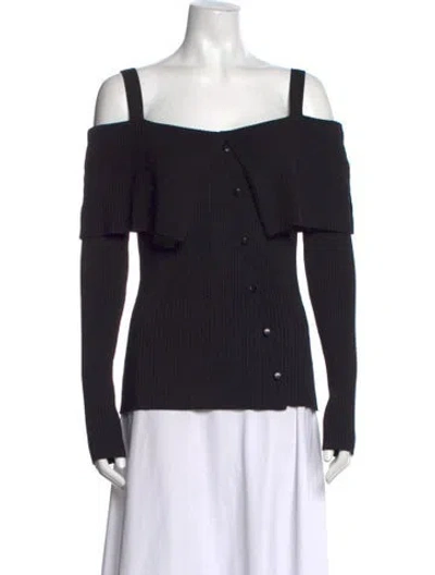 Pre-owned Twinset Off-the-shoulder Long Sleeve Top W/ Tags In Black