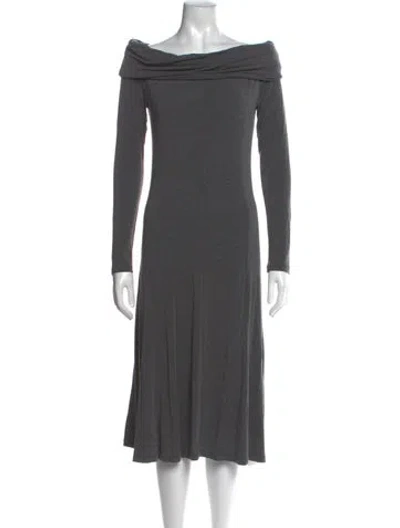 Pre-owned Twinset Off-the-shoulder Midi Length Dress In Gray