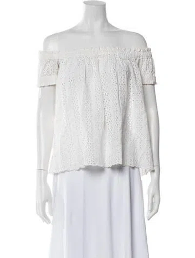 Pre-owned Twinset Off-the-shoulder Short Sleeve Top In White