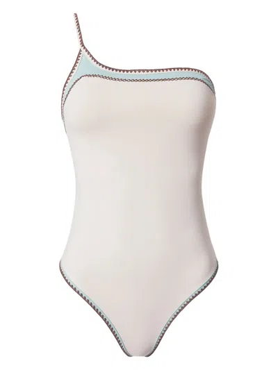 Twinset One-shoulder Bathing Suit In 白色