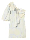 Twinset One-shoulder Bow-detail Dress In Blue