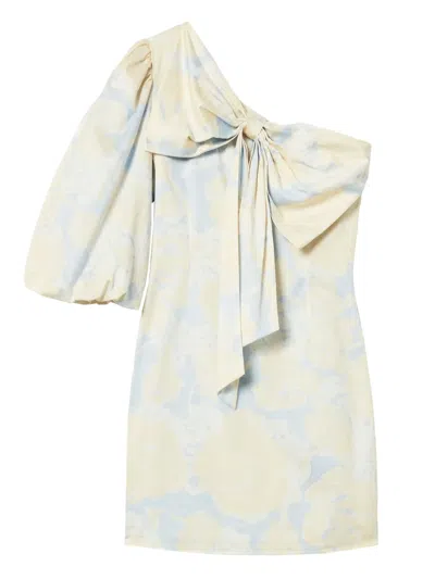 Twinset One-shoulder Bow-detail Dress In Multi