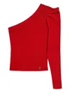 Twinset One-shoulder Draped Top In Red