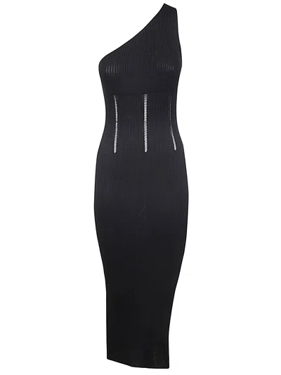 Twinset One Shoulder Dress With Split In Black