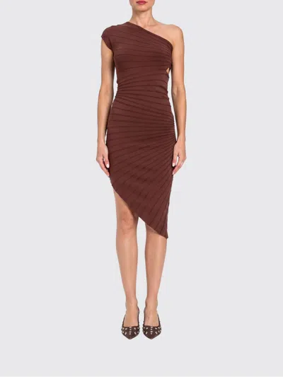 Twinset One Shoulder Jersey Dress In Brown