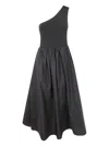 Twinset One-shoulder Midi Dress In Black