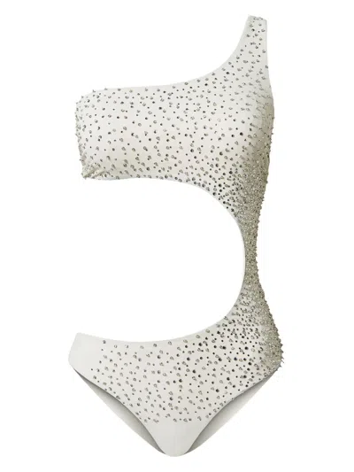 Twinset One-shoulder Swimsuit In White