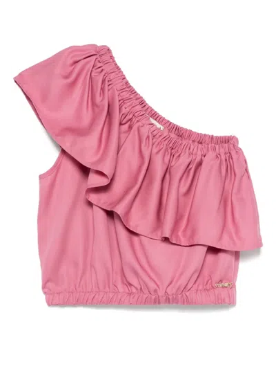 Twinset Kids' One-shoulder Top In 粉色