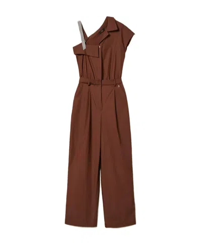 Twinset One-shoulder Jumpsuit In Red