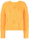 Twinset Open Cable-knit Long-sleeve Jumper In Orange