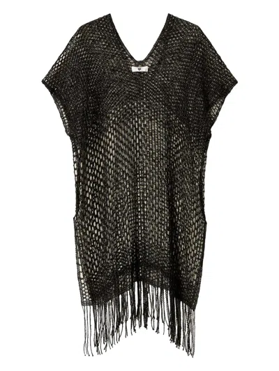 Twinset Open-knit Beach Dress In Black