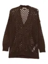 Twinset Open-knit Brown Mohair And Wool Blend Cardigan In Brown