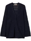 Twinset Open-knit Cardigan In Blue