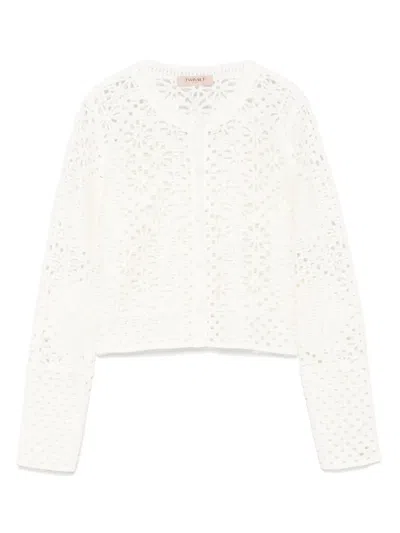 Twinset Open-knit Cardigan In White