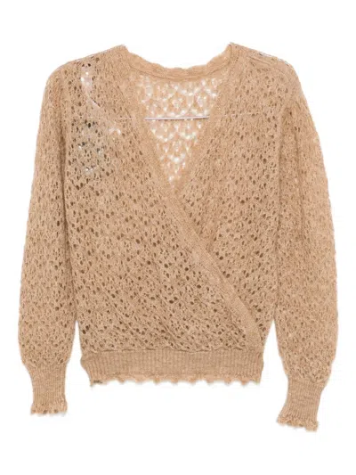 Twinset Open-knit Jumper In Brown