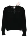 Twinset Open-knit Sweater With Ruffled Edges In Black