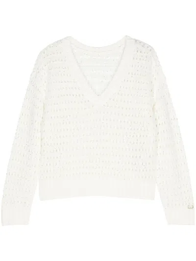 Twinset Open Knit Top In Weiss