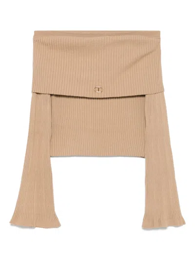 Twinset Kids' Open-shoulder Sweater In Neutrals