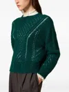 Twinset Open-work Cable-knit Jumper In Green