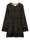 Twinset Open-work Knit Mini Dress In Black
