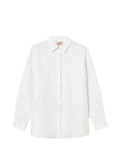 Twinset Open-back Shirt With `t` Embroidery In White