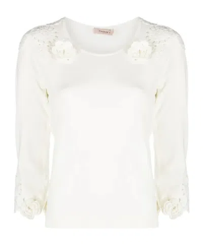 Twinset Open-knit Detail Jumper In Animal Print