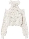 Twinset Openwork-knit Cropped Sweater In Neutrals