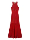 Twinset Openwork Knit Maxi Dress In Red