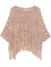 Twinset Openwork Knit Poncho In 中性色