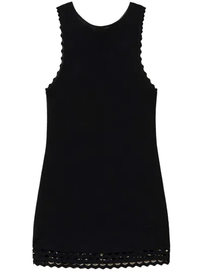 Twinset Openwork Knit Top In Black