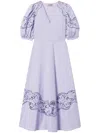 Twinset Openwork Midi Dress In Purple