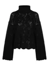 Twinset Openwork Scalloped Sweater In Black