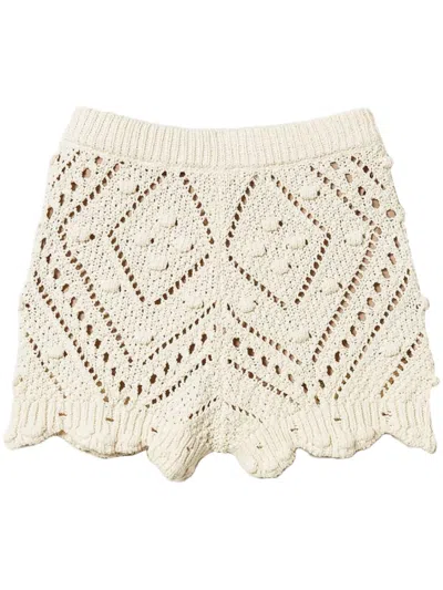 Twinset Openwork Shorts In Beige