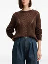 Twinset Openwork Sweater In Brown