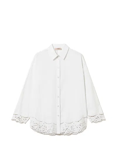 Twinset Twin-set Optic White Broderie Anglaise Shirt