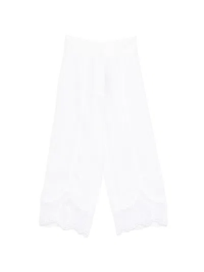 Twinset Twin-set Optical White Cotton Trousers
