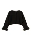 Twinset Organza-cuff Knit Jacket In Black