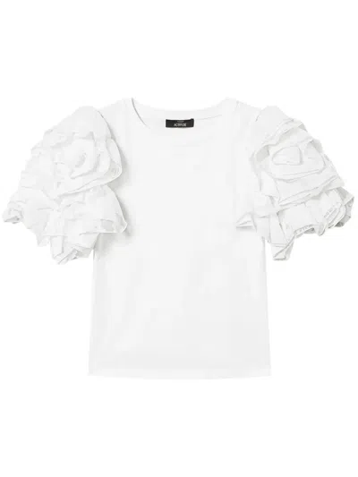 Twinset Organza-sleeve T-shirt In White