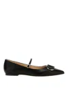 Twinset Black Leather Ballet Flats In Black