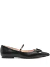 Twinset Black Leather Ballet Flats