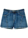 Twinset Oval T Belted Denim Shorts In Blue