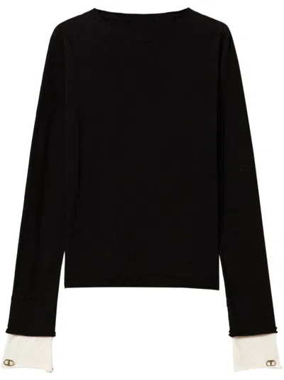 Twinset Oval T Contrasting Jumper In Black