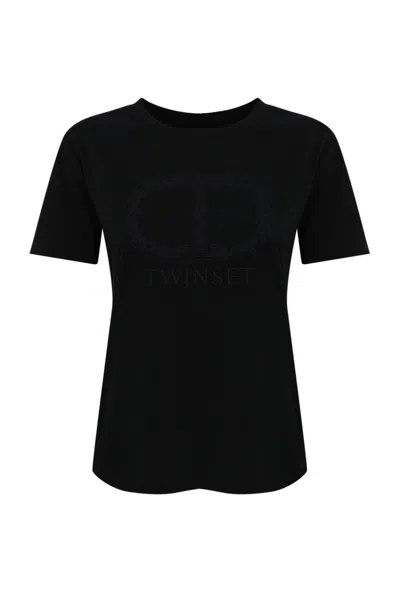 Twinset Oval-t Cotton T-shirt In Nero