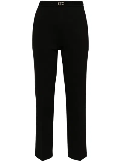 Twinset Oval-t Creased Trousers In Black  