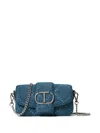 Twinset Oval T Denim Cross Body Bag In Blue