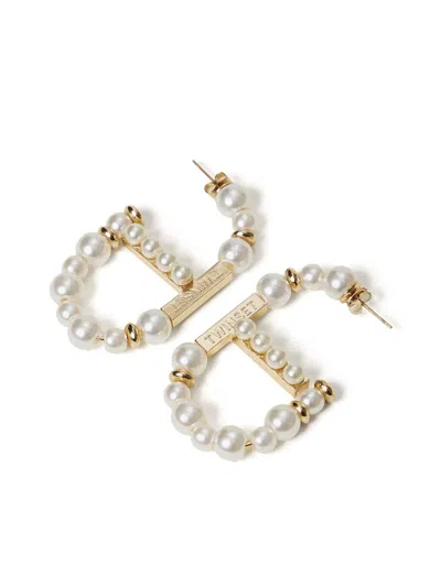 Twinset Oval T Earrings In White