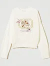 Twinset Oval T Embroidered Jumper In White