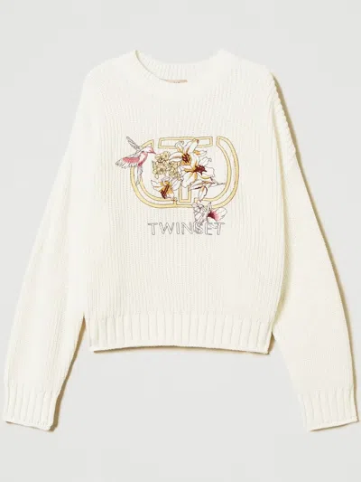 Twinset Oval T Embroidered Jumper In White